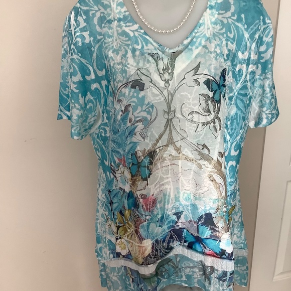 Cativa butterfly tee top L/XL 41-42 bust approx - Picture 8 of 9